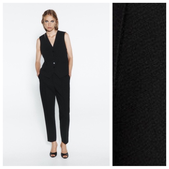 Zara Pants - NWT. Zara Black Viscose Blend High-Waisted Trousers. Size L.